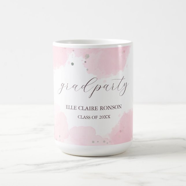 Mug invitation à la fête de graduation rose Elegance (Centre)