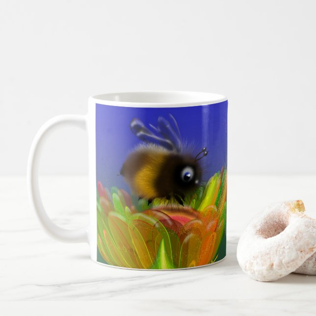 Mug Invitation d'abeille duveteuse (Avec donut)