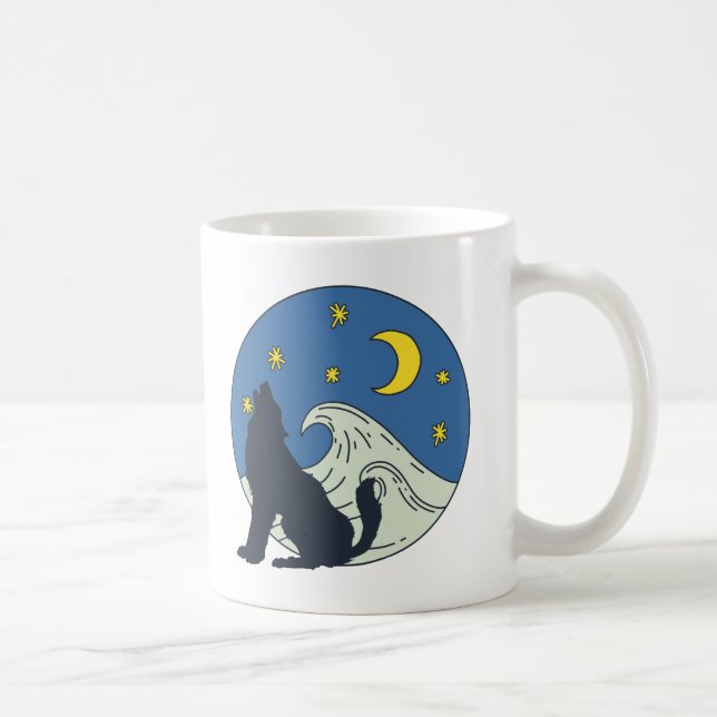 Mug Invitation d'art mystique du loup céleste (Droite)