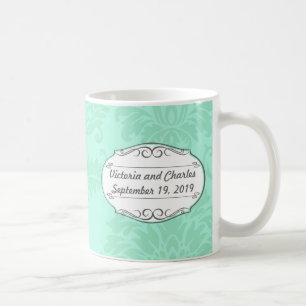 Mug Invitation de Mint Mariage damassé moderne