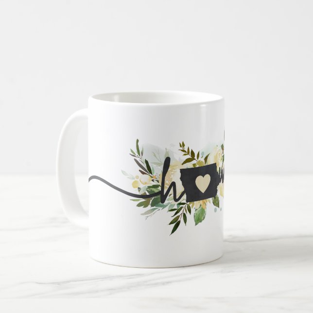 Mug Iowa Etat Personnalisé Votre Maison Ville Rustique (Devant gauche)