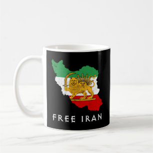 Mug Iran Carte du drapeau Lion Soleil Épée Libre Iran