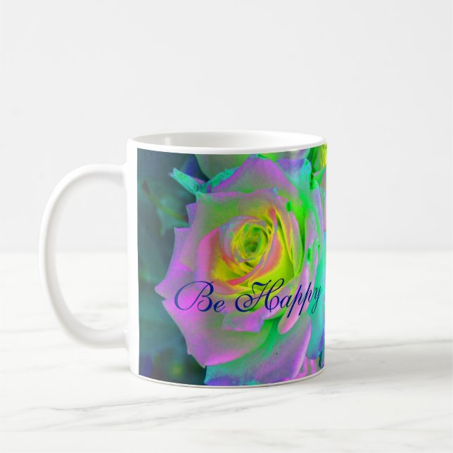 Mug Iridescente esthétique Roses précoces Soyez heureu (Gauche)
