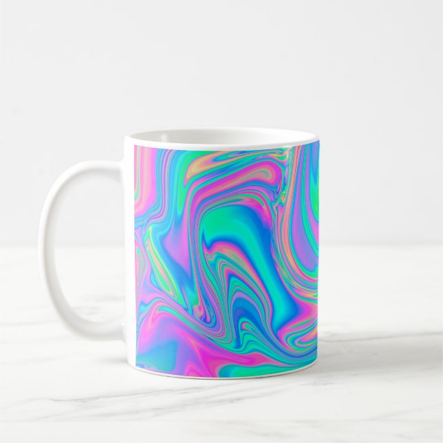 Mug Iridescente marbrée texture holographique en dynam (Gauche)