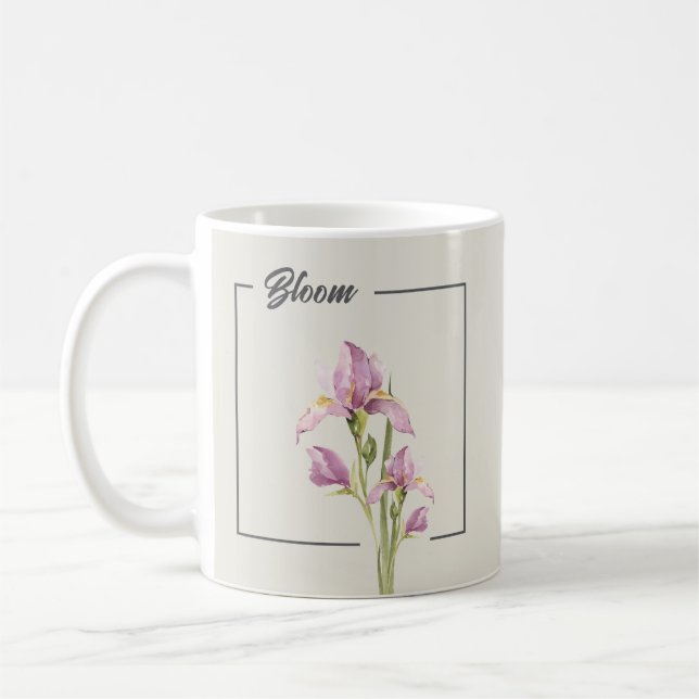 Mug Iris à l'aquarelle élégante | Floral (Gauche)