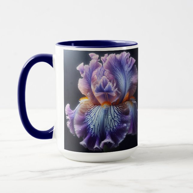 Mug Iris à plumes pures et bleues (Gauche)