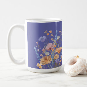 Mug Iris Bleu Violet Frontière Florale Été