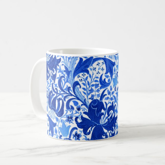 Mug Iris de William Morris et lis, bleu de cobalt (Devant gauche)