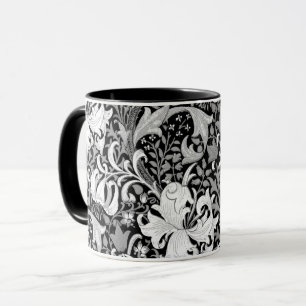 Mug Iris et lis de William Morris, noirs et blancs