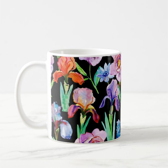 Mug Iris Peony Aquarelle Motif Floral (Gauche)