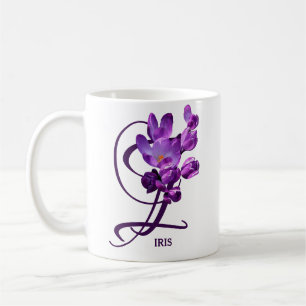 Mug Iris personnalisable nom fleurs de printemps viole
