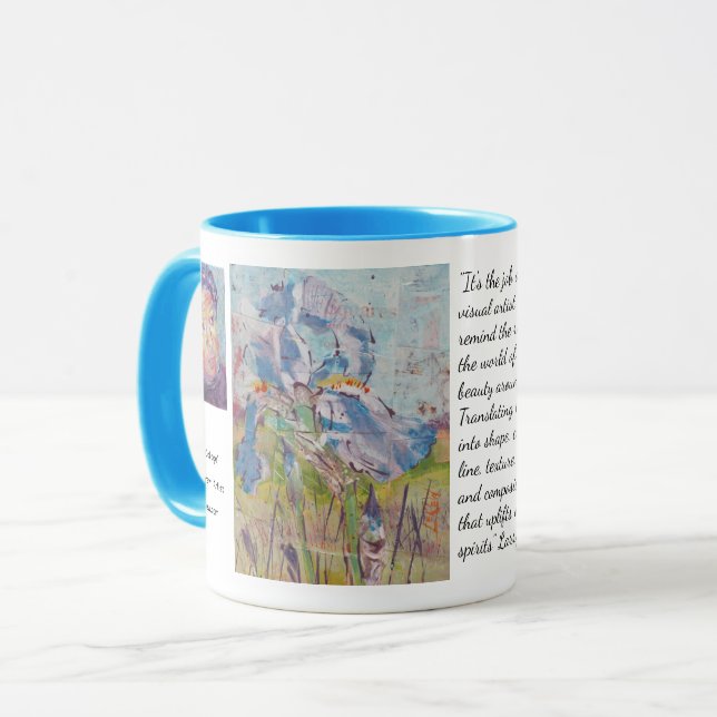 Mug Iris sur collage / artiste Larry Lerew (Devant gauche)