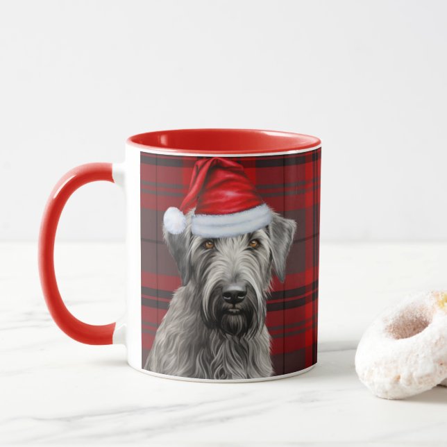 Mug Irish Wolfhound Dog Red Plaid Christmas (Avec donut)