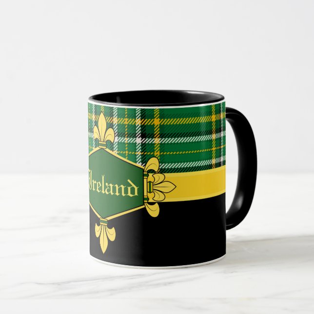 Mug Irlande National Tartan, Personnaliser du nom (Devant droit)
