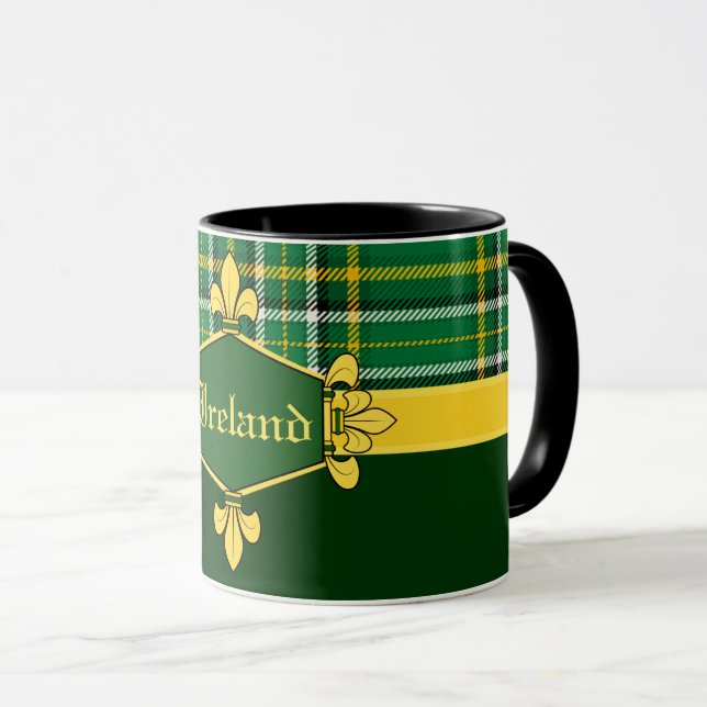 Mug Irlande National Tartan, Personnaliser du nom (Devant droit)
