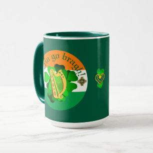 Mug Irlande pour toujours/Erin go bragh/ harpe/drapeau