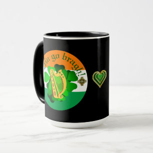 Mug Irlande pour toujours/Erin go bragh/ harpe/drapeau
