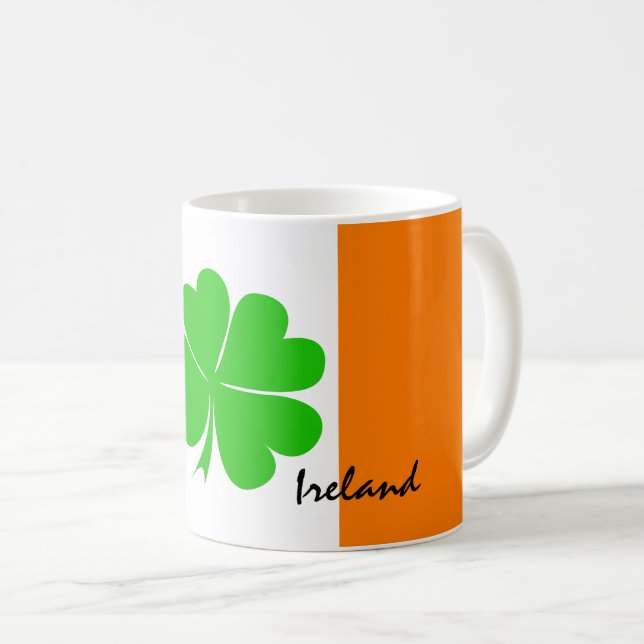 Mug Irlande & quatre feuilles de trèfle, drapeau irlan (Devant droit)
