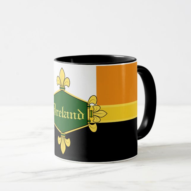 Mug Irlande trèfles verts, ajout monogramme/initiales  (Devant droit)