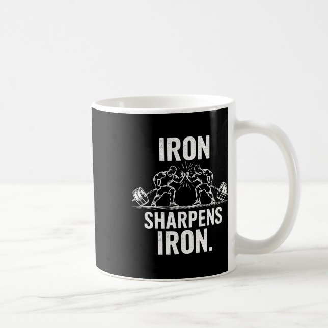Mug Iron Sharpens Fer - Gym Art Poids Design (Droite)