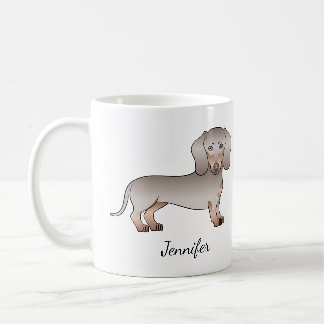 Mug Isabella Et Tan Cheveux Courte Chien Dachshund Nom (Gauche)