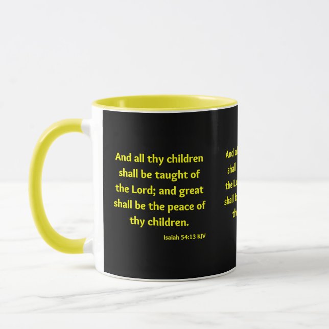 Mug Isaïe 54:13 KJV Bible Écriture Deux Tons (Gauche)