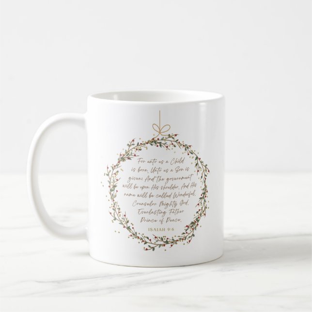Mug Isaïe 9:6 Verset de la Bible de Noël (Gauche)