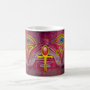 Mug ISIS, GOLD ANKH ET BLEU HORUS EYE Antique rose
