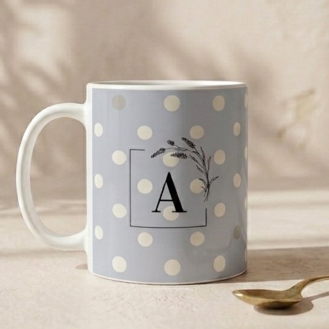 Mug Islamic Wedding Initial Blue Polka Dot Groom (Créateur téléchargé)