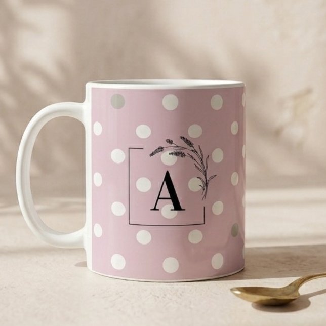 Mug Islamic Wedding Initial Blush Pink Polka Dot Nikah (Créateur téléchargé)