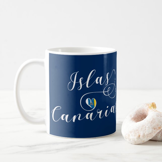 Mug Islas Canarias, Îles Canaries Drapeau Coeur (Avec donut)