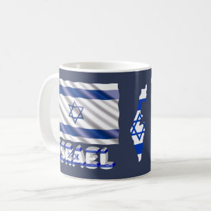 Mug Israël Drapeau et carte Patriotique Bleu Bleu Blan