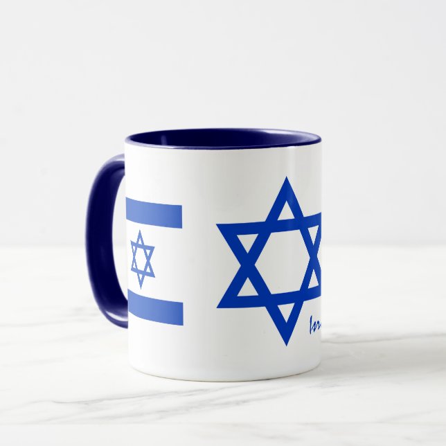 Mug Israël patriote, Bureau du drapeau israélien / spo (Devant gauche)