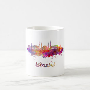 Mug Istanbul skyline in watercolor