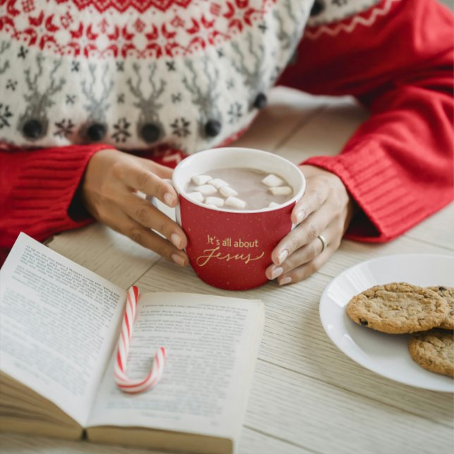 Mug It’s All About Jesus – Red & Gold Christmas  (Créateur téléchargé)