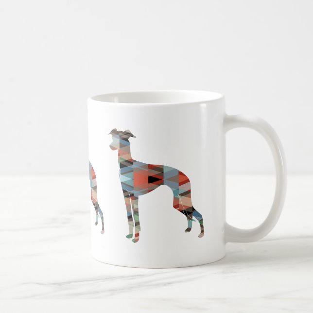 Mug Italian Greyhound Geo Pattern Silhouette - Plaid (Droite)