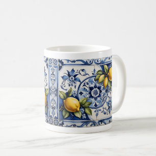 Mug Italien Amalfi bleu carrelage blanc et citrons