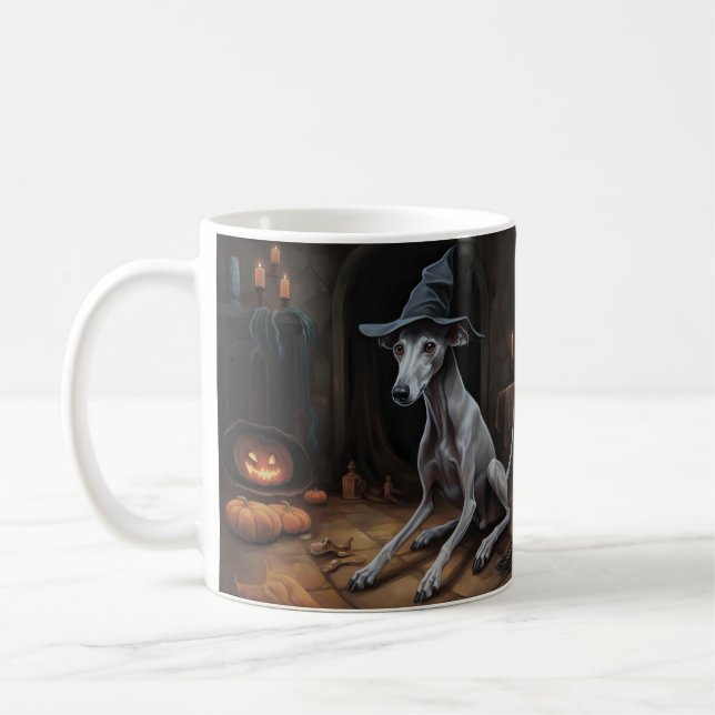 Mug Italien Greyhound Citrouille Halloween effrayant (Gauche)