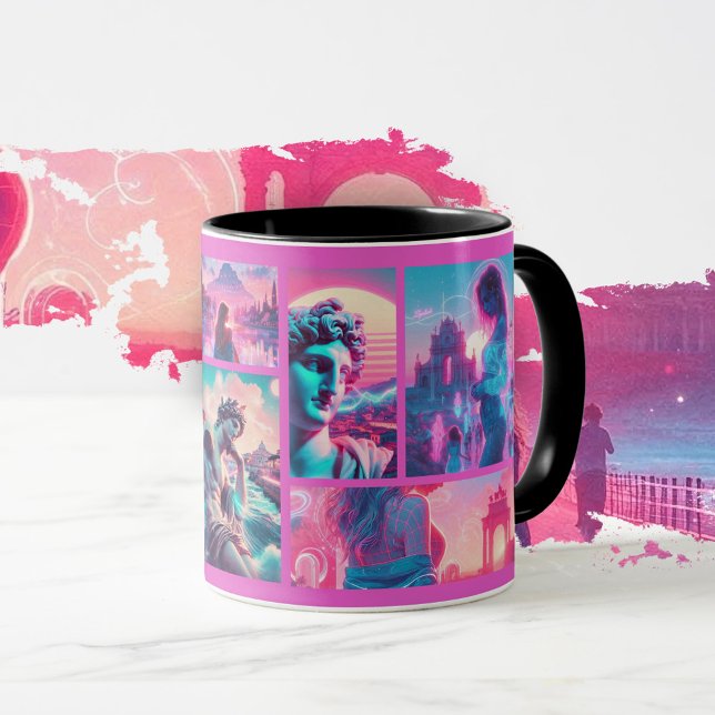 Mug Italy | Vaporwave Retrowave, Custom photo collage (Créateur téléchargé)