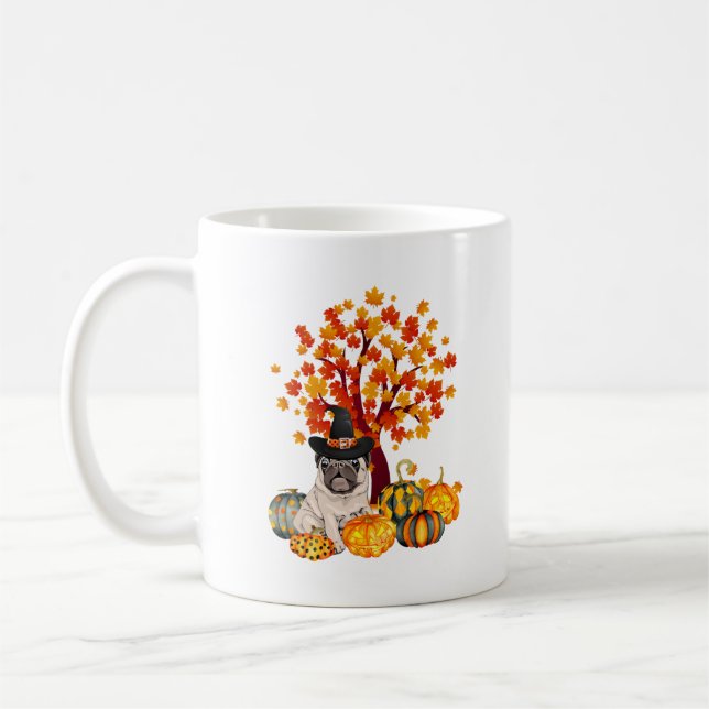 Mug It's Fall Y'all Cute Pug Pumpkin Autumn Tree Fall  (Gauche)