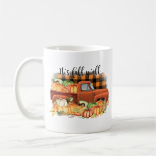 Mug Its Fall Yall Quote   Vintage Truck with Pumkins