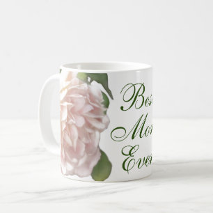 Mug Ivoire rose pêche florale Rose Maman qui rougit 