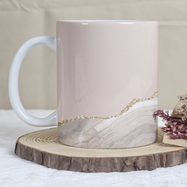 Mug Ivory Beige Taupe Agate Gold Glitter (Créateur téléchargé)
