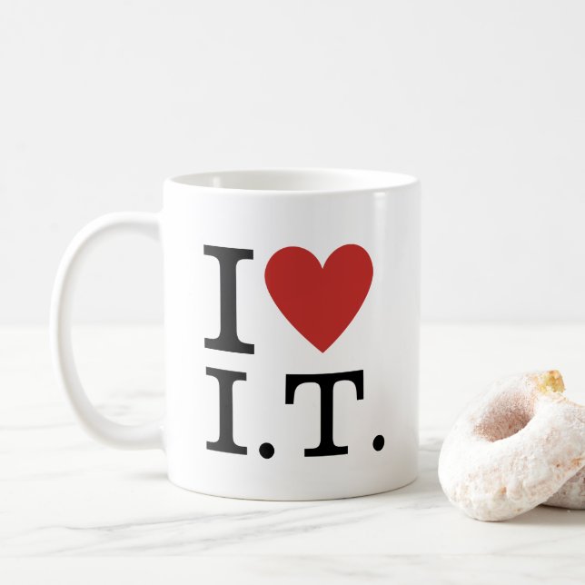 Mug J' ❤️ Aime I.T. PERSONNALISABLE  (Avec donut)