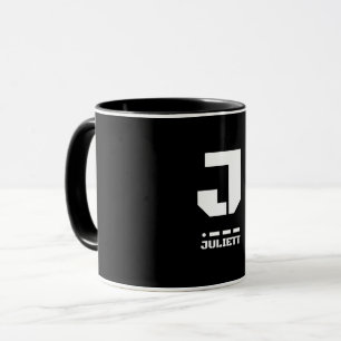 Mug J(Juliett) OTAN Alphabet phonétique et code morse
