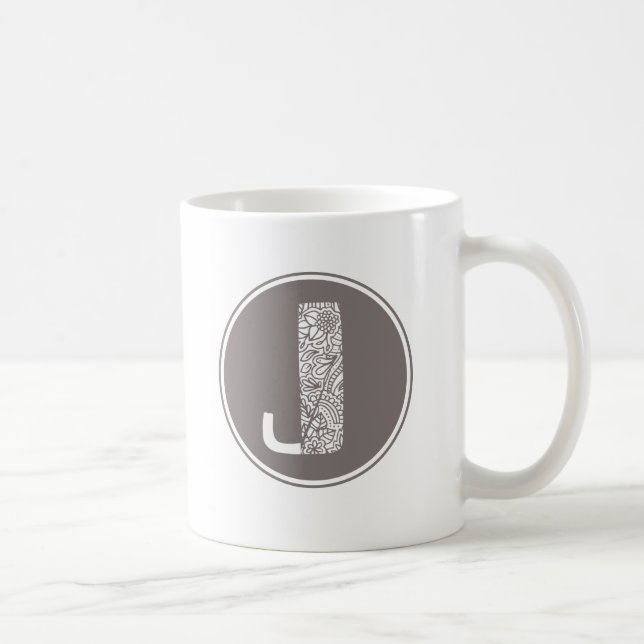 Mug J Monogramme floral initial (Droite)
