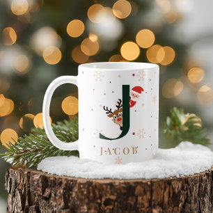 Mug J personnalisé avec monogramme de Noël