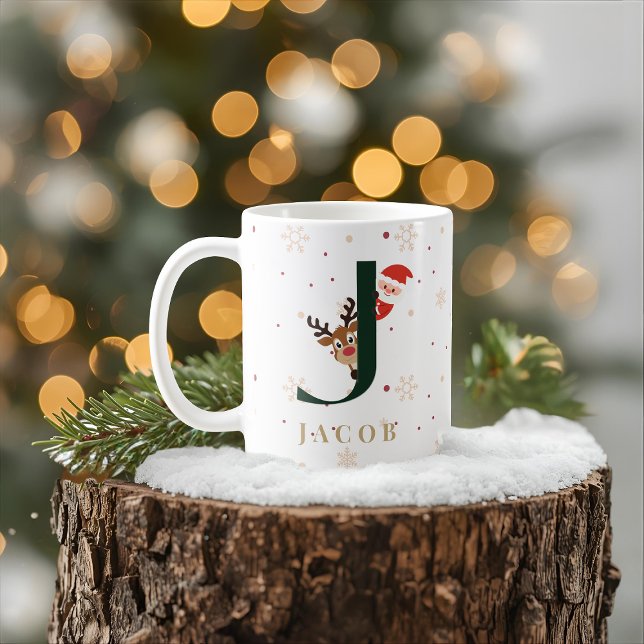 Mug J personnalisé avec monogramme de Noël (Créateur téléchargé)