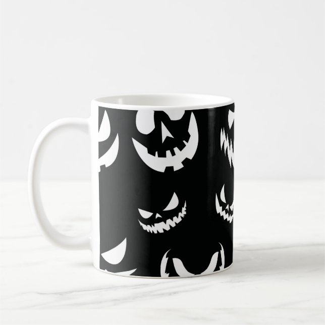 Mug Jack-o'-lantern face Citrouille noir et blanc (Gauche)