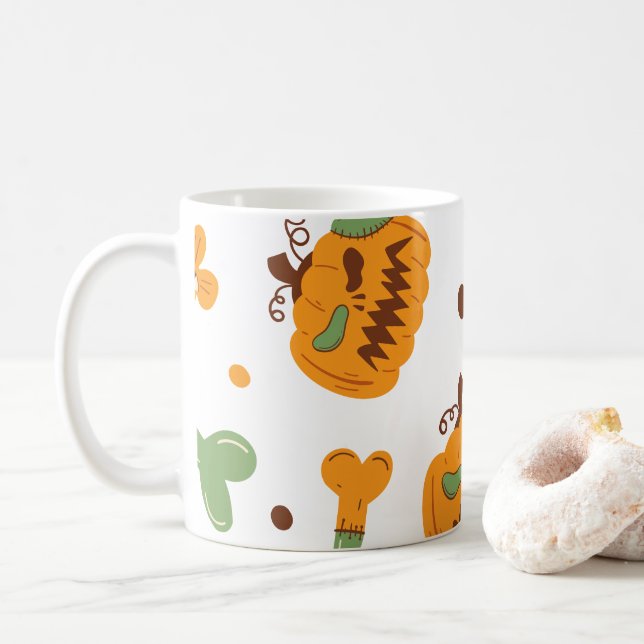 Mug Jack-o-lanterne et os Halloween Éffrayant (Avec donut)